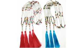 wooden beads colorful mix tassels necklaces handmade 60 Pieces shipping free